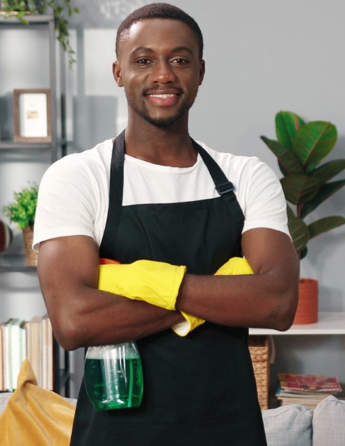Cleaner employee standing